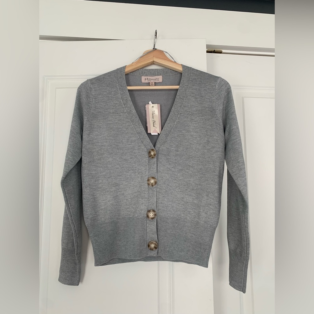 Philosophy Gray Cardigan with Buttons